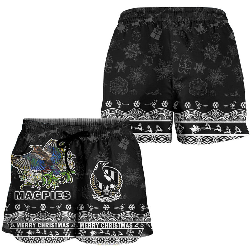 collingwood-pies-unique-winter-season-women-shorts-magpies-merry-christmas