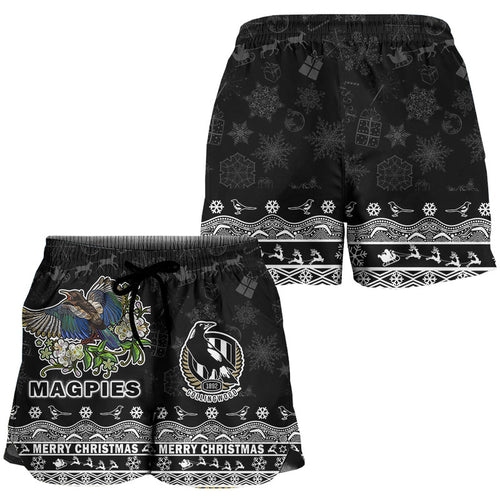 collingwood-pies-unique-winter-season-women-shorts-magpies-merry-christmas