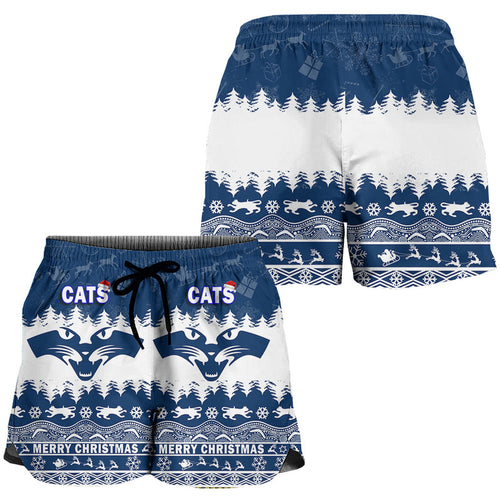 geelong-cats-unique-winter-season-women-shorts-cats-merry-christmas