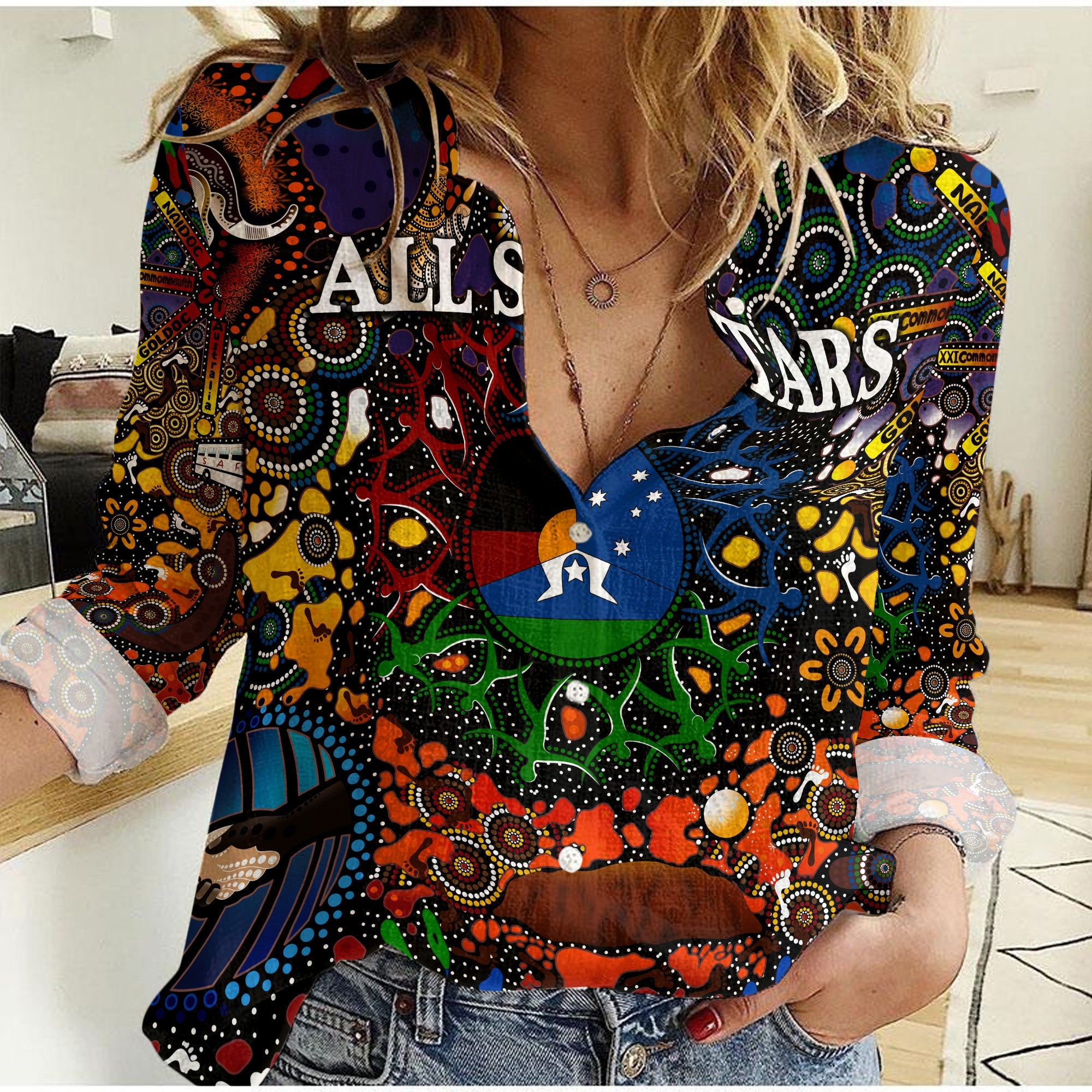 Indigenous All Stars Women Casual Shirt 2022 NAIDOC Week LT8