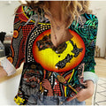 Australia Aboriginal Kangaroo Combine New Zealand Maori Kiwi Bird Women Casual Shirt - LT2