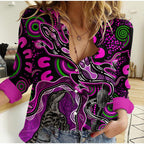 Aboriginal Lizard Casual Shirt Pink Color