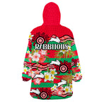 rabbitohs-rugby-wearable-blanket-hoodie-tropical-flowers-and-palm-hawaiian-style