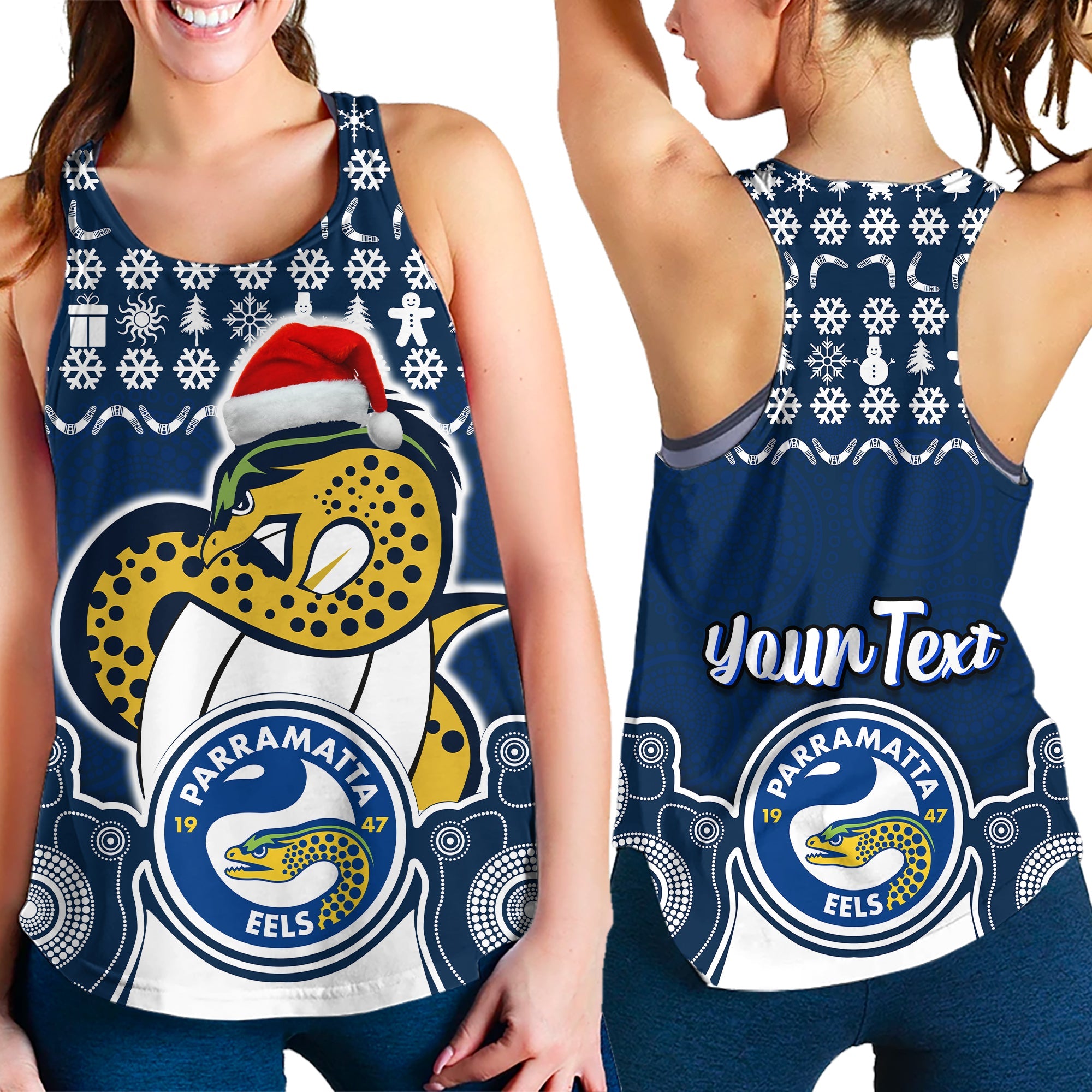 custom-personalised-parramatta-eels-christmas-vibe-with-aboriginal-dot-panting-style-women-racerback-tank