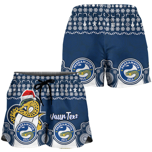 custom-personalised-parramatta-eels-christmas-vibe-with-aboriginal-dot-panting-style-women-shorts