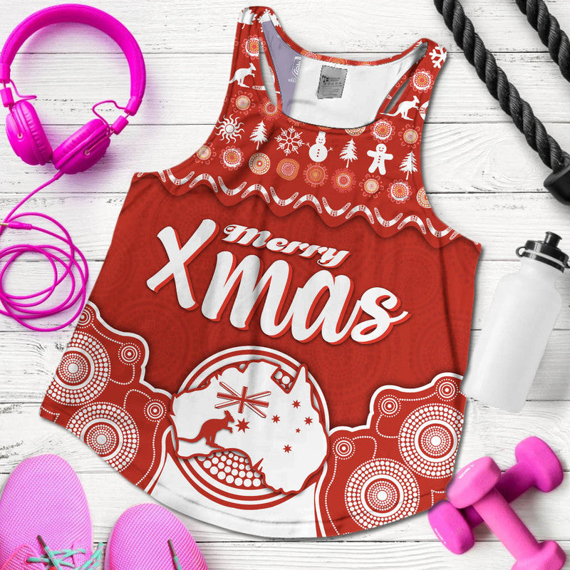 custom-personalised-australia-christmas-vibe-with-symbol-aboriginal-dot-painting-style-women-racerback-tank
