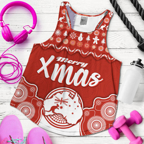 custom-personalised-australia-christmas-vibe-with-symbol-aboriginal-dot-painting-style-women-racerback-tank