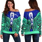 Torres Strait Personalised Women's Off Shoulder Sweater - Torres Strait Symbol And Aboriginal Patterns - Vibe Hoodie