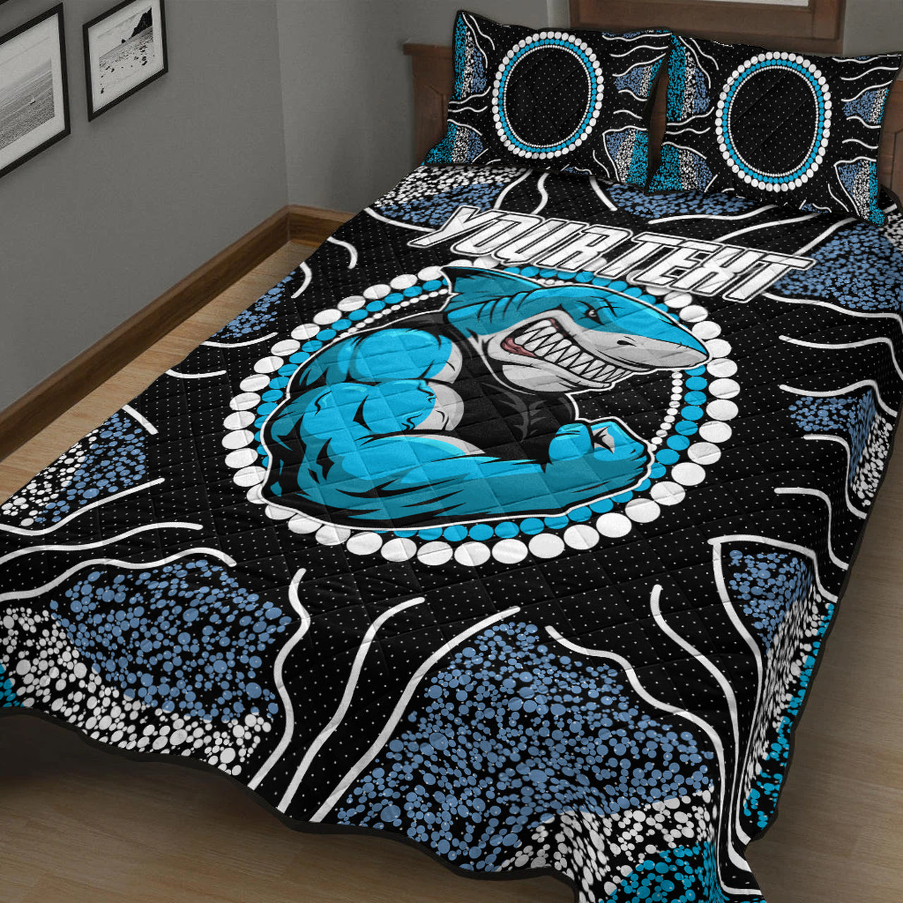 sharks-rugby-quilt-bed-set-custom-indigenous-super-sharks-quilt-bed-set