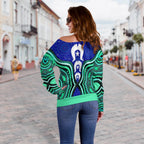Torres Strait Personalised Women's Off Shoulder Sweater - Torres Strait Symbol And Aboriginal Patterns - Vibe Hoodie