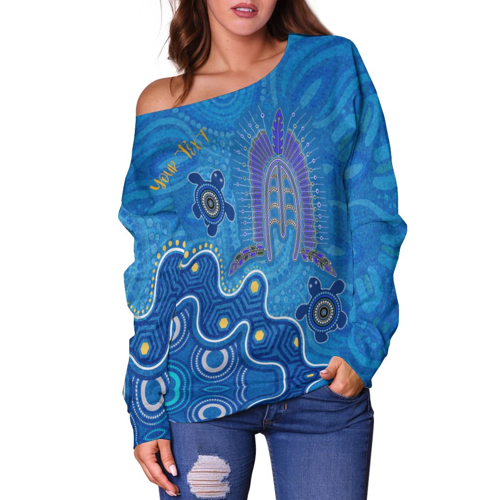 Torres Strait Personalised Women's Off Shoulder - Dhari And Turtle - Vibe Hoodie