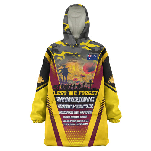Australia Anzac Camo Snug Hoodie - Anzac Poem Lest We Forget Flag Oodie Blanket