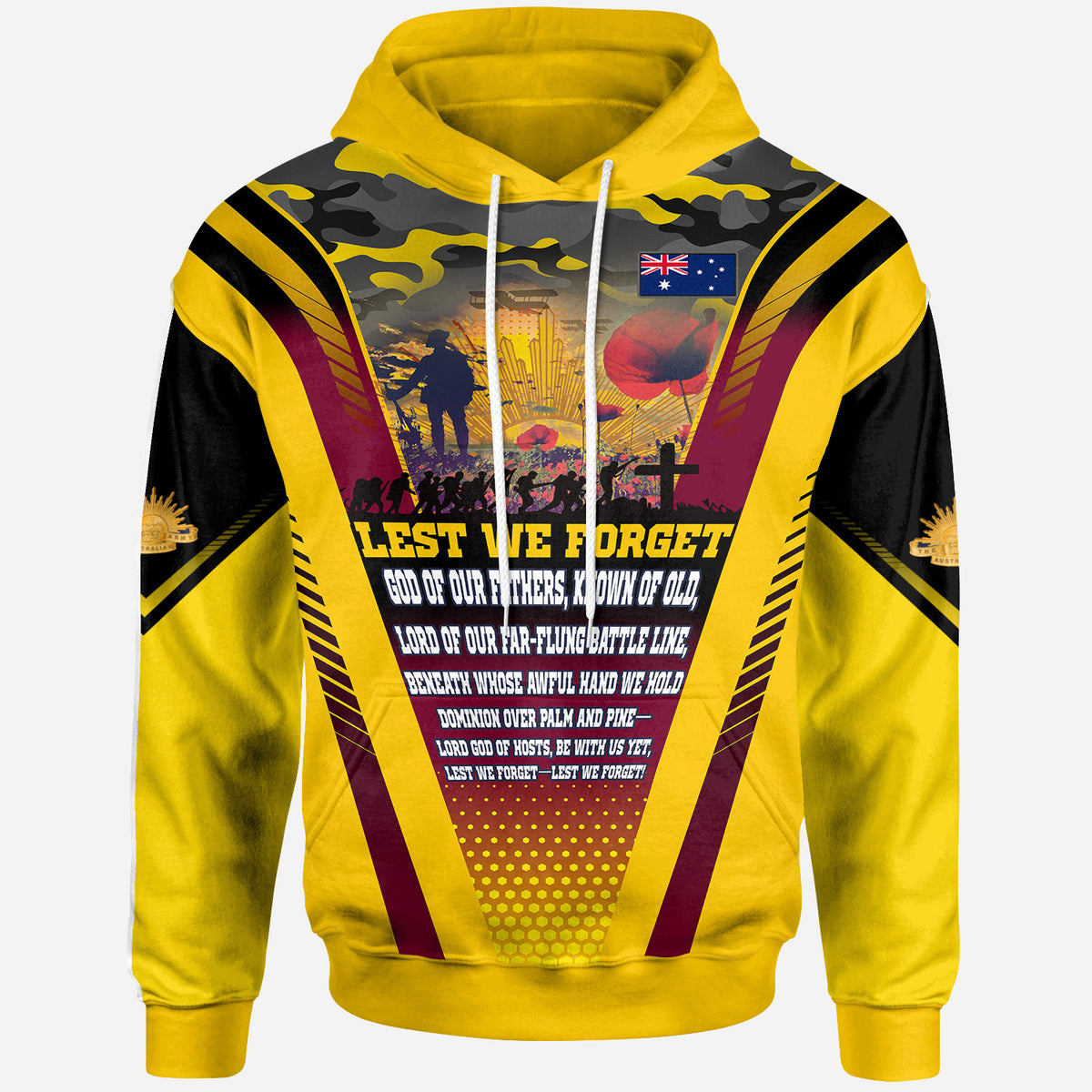 Australia Anzac Camo Hoodie - Custom Anzac Poem Lest We Forget Hoodie