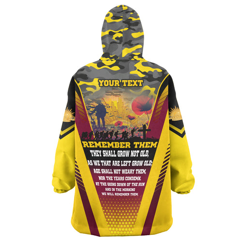 Australia Anzac Camo Snug Hoodie - Anzac Poem Lest We Forget Flag Oodie Blanket