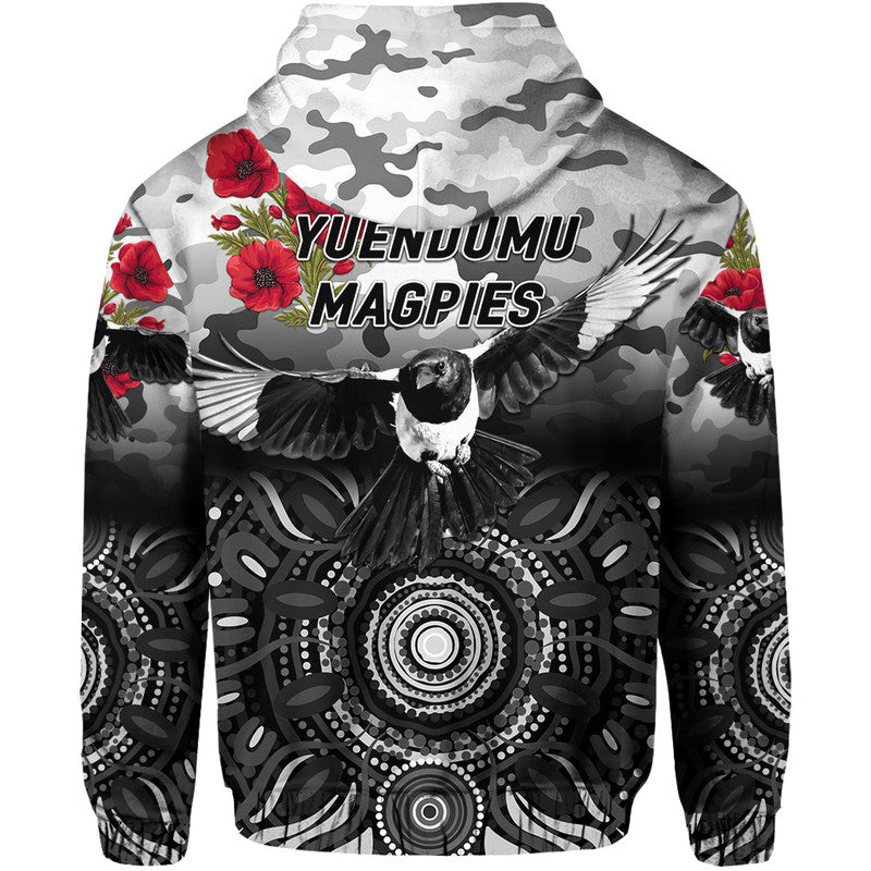 Yuendumu Magpies Football Club ANZAC Zip Up And Pullover Hoodie Indigenous Vibes LT8