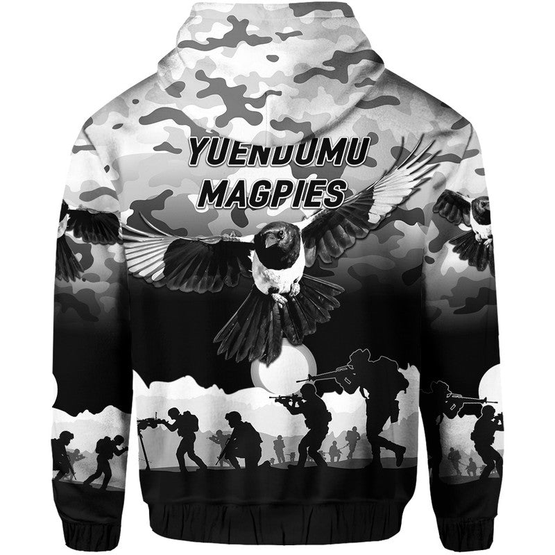 Yuendumu Magpies Football Club ANZAC Zip Up And Pullover Hoodie Simple Style LT8