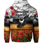 Yuendumu Magpies Football Club ANZAC Zip Up And Pullover Hoodie Poppy Vibes LT8