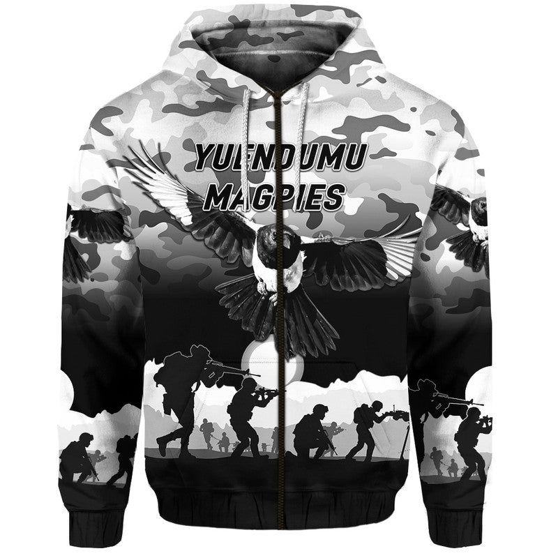 Yuendumu Magpies Football Club ANZAC Zip Up And Pullover Hoodie Simple Style LT8