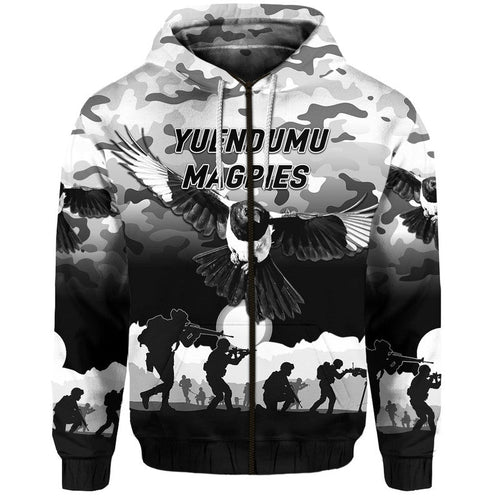 Yuendumu Magpies Football Club ANZAC Zip Up And Pullover Hoodie Simple Style LT8