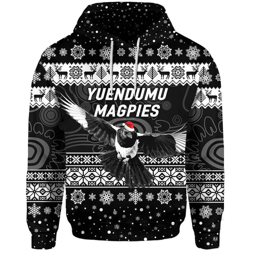 Yuendumu Magpies Football Club Hoodie Christmas Simple Style - Black LT8