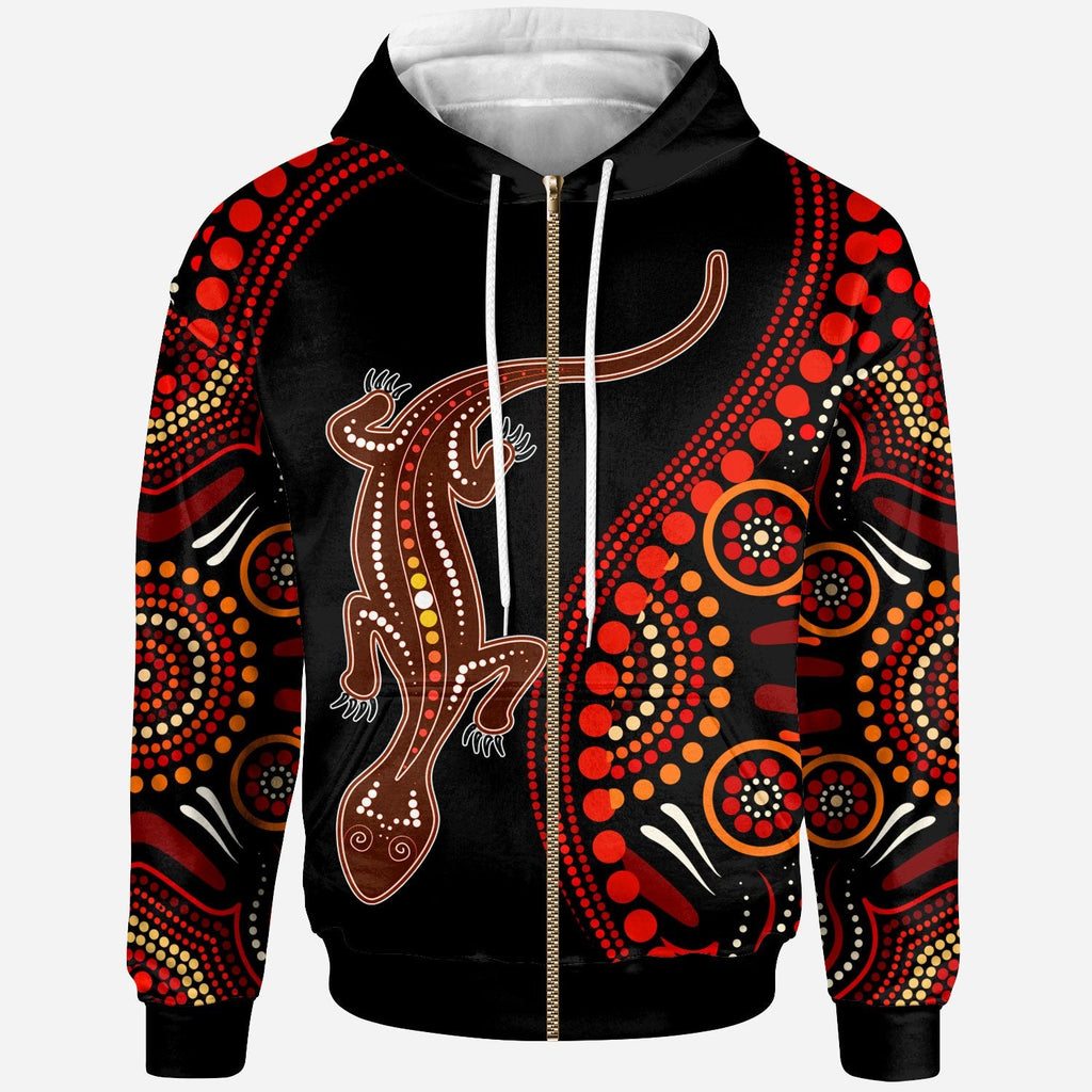 aboriginal-personalised-zip-up-hoodie-aboriginal-lizard-with-dot-painting-patterns