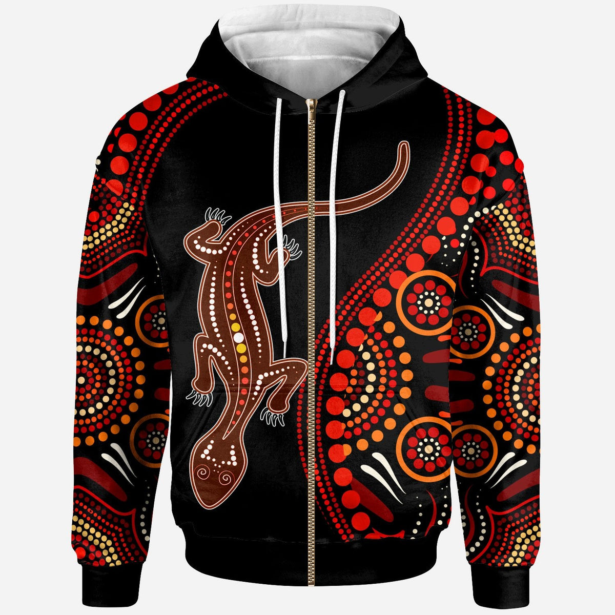aboriginal-personalised-zip-up-hoodie-aboriginal-lizard-with-dot-painting-patterns
