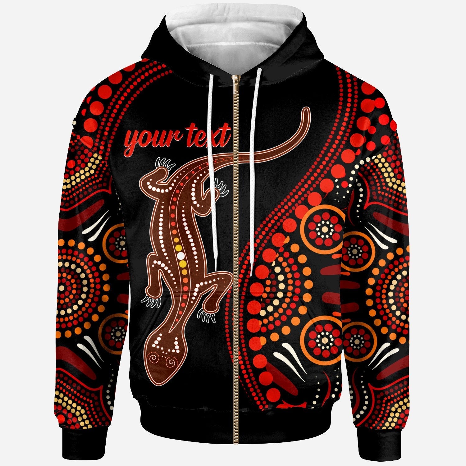 aboriginal-personalised-zip-up-hoodie-aboriginal-lizard-with-dot-painting-patterns-1