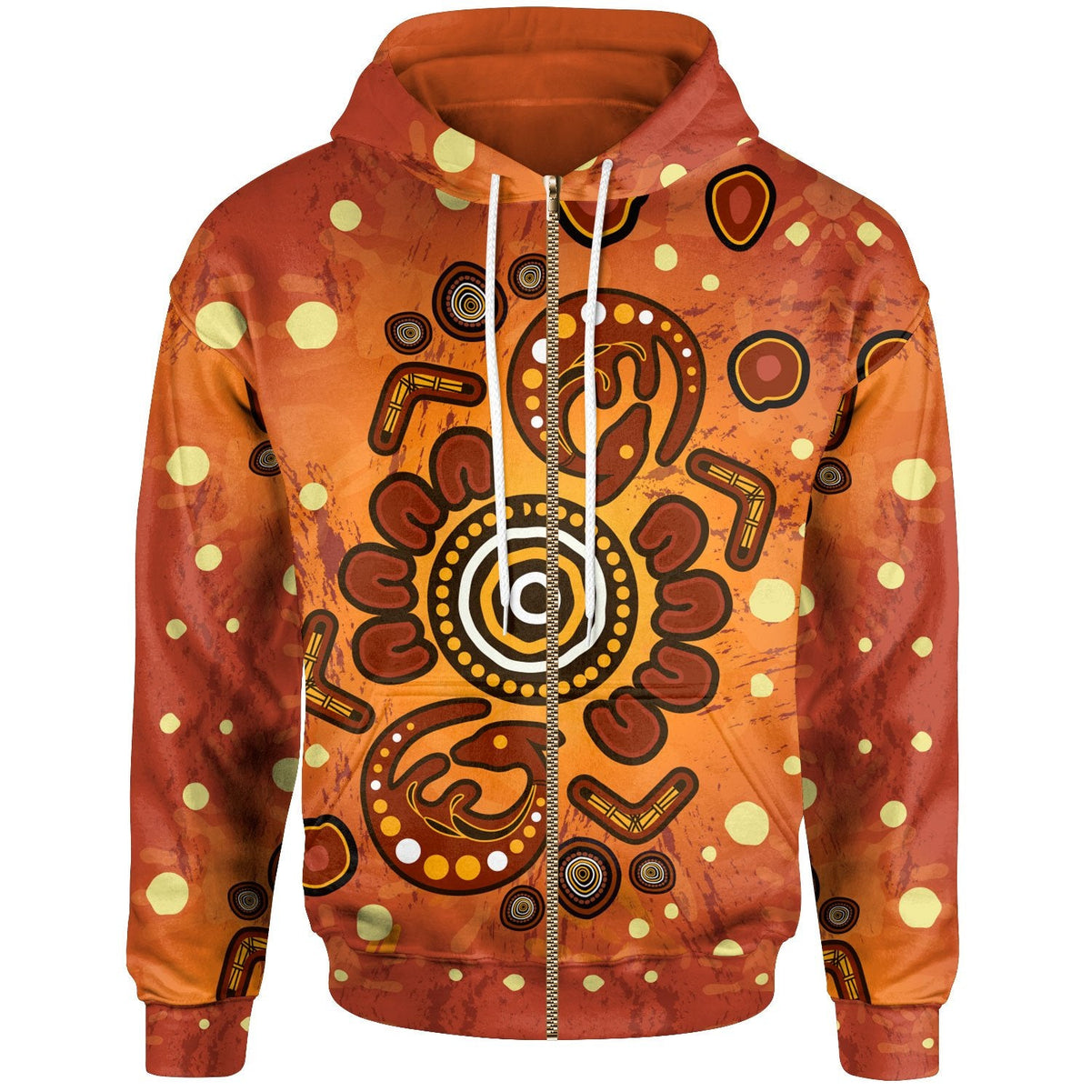 aboriginal-zip-up-hoodie-baby-kangaroo-and-dot-painting-patterns