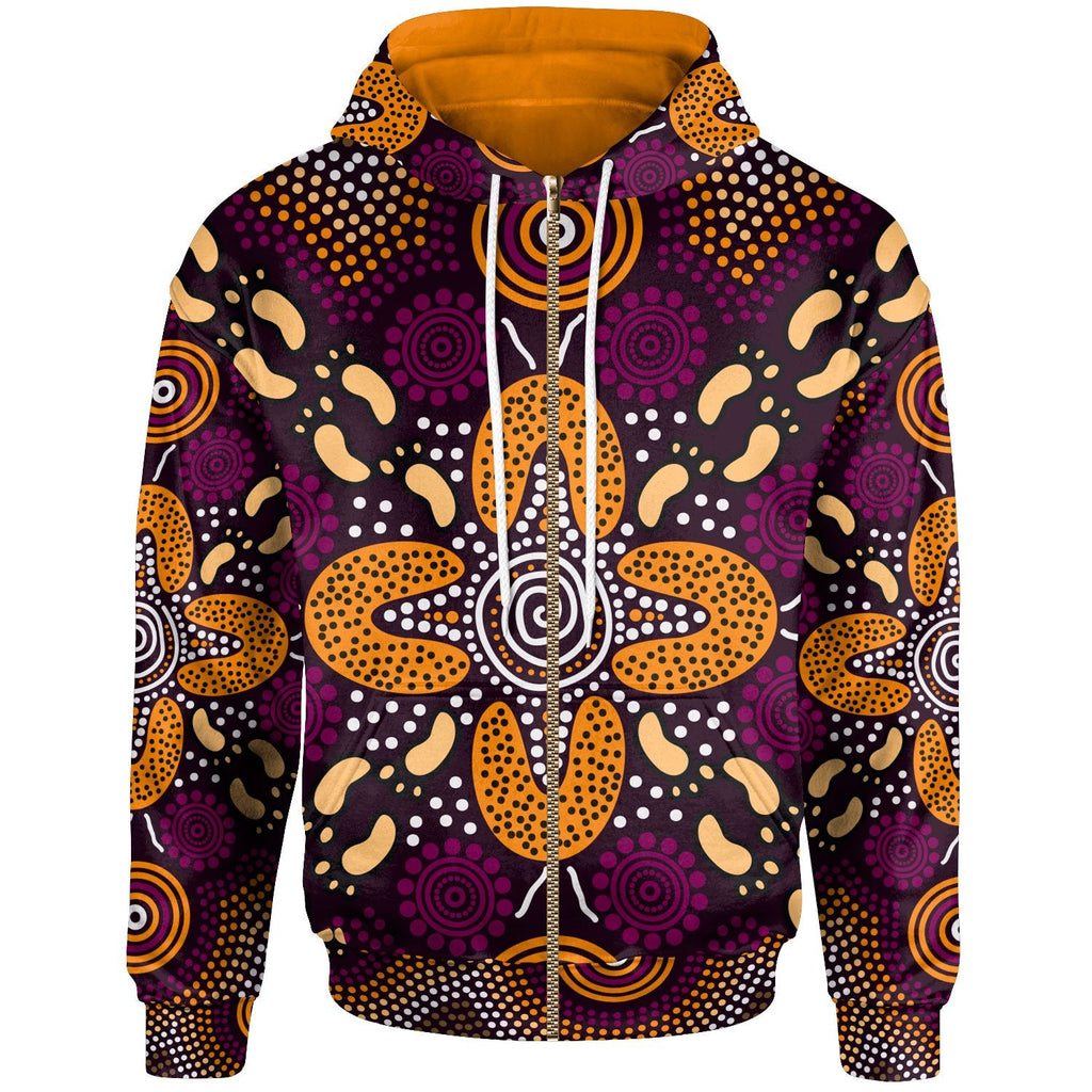 aboriginal-zip-up-hoodie-flowers-dot-panting-art