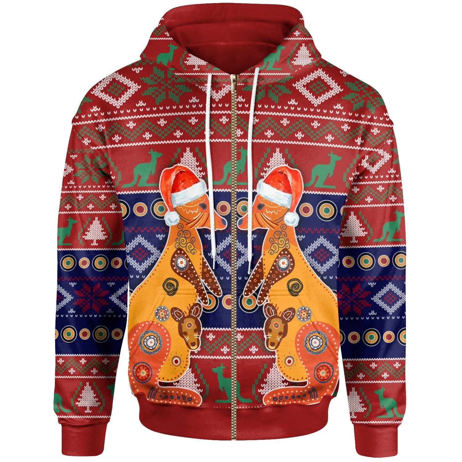 christmas-zip-up-hoodie-mother-kangaroo-in-christmas