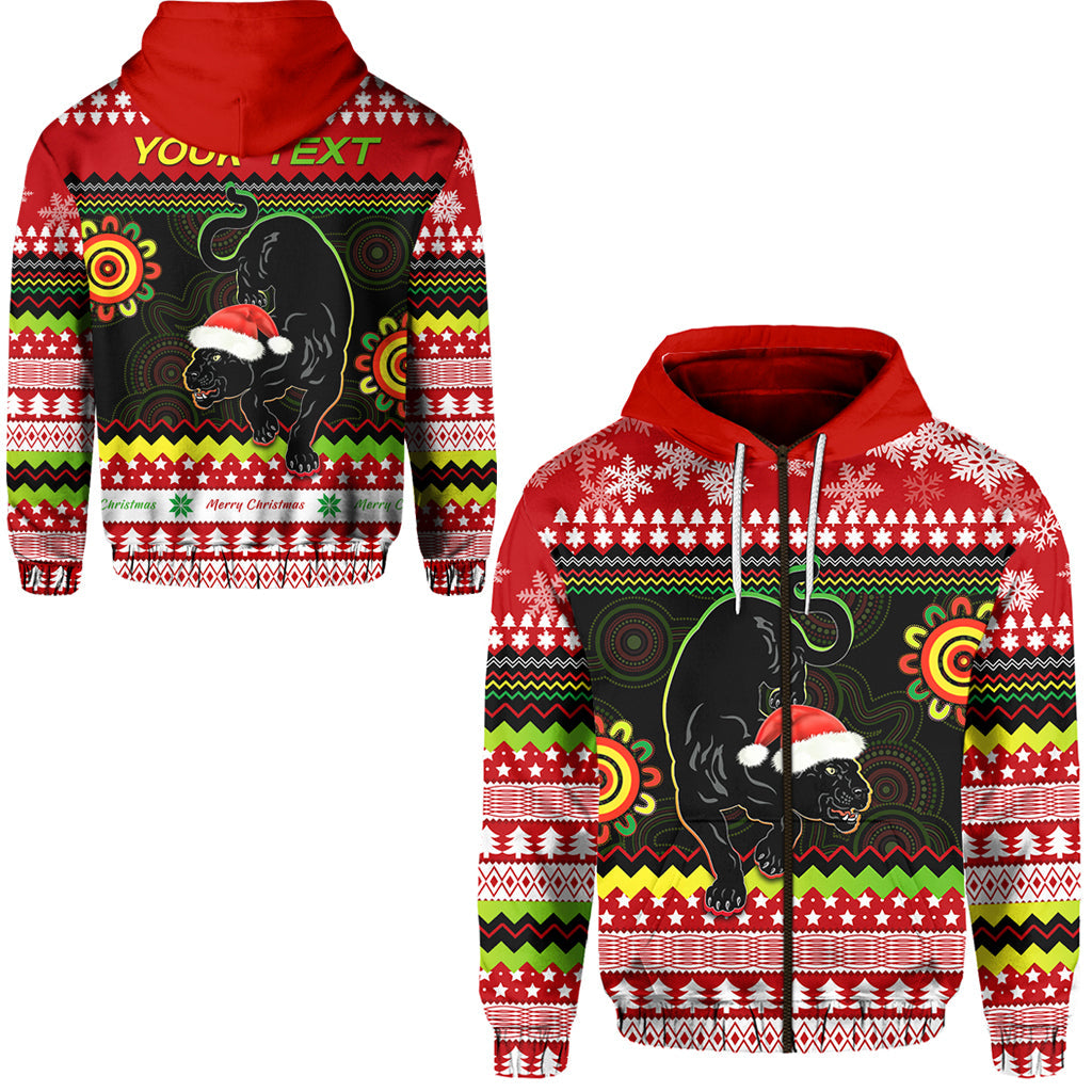 custom-personalised-panthers-christmas-zip-hoodie-penrith-snow-mix-indigenous