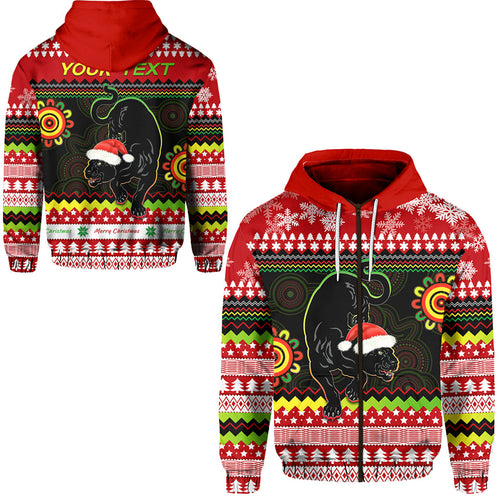 custom-personalised-panthers-christmas-zip-hoodie-penrith-snow-mix-indigenous