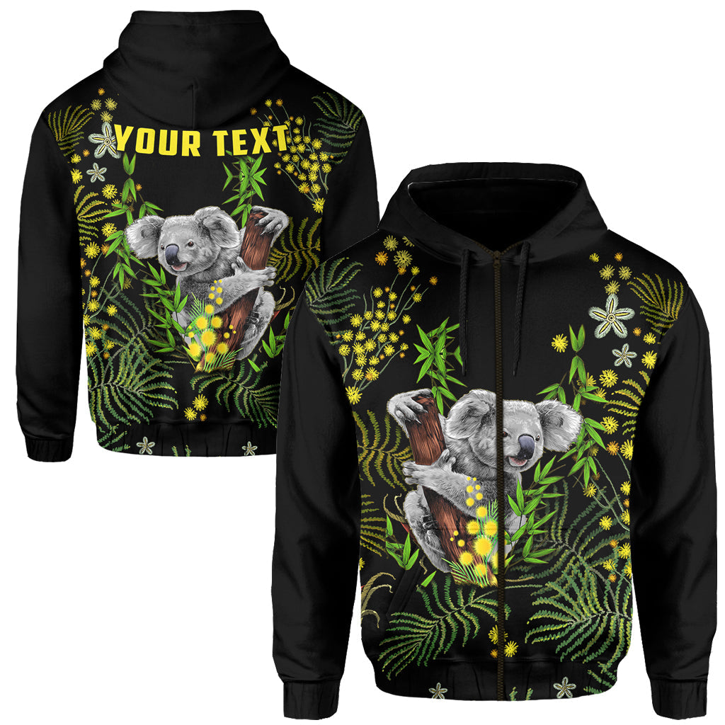 custom-personalised-golden-wattle-zip-hoodie-koala-australia-acacia-pycnantha-version-simple
