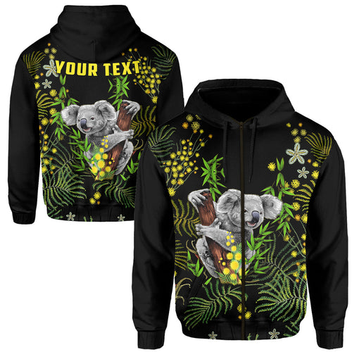 custom-personalised-golden-wattle-zip-hoodie-koala-australia-acacia-pycnantha-version-simple