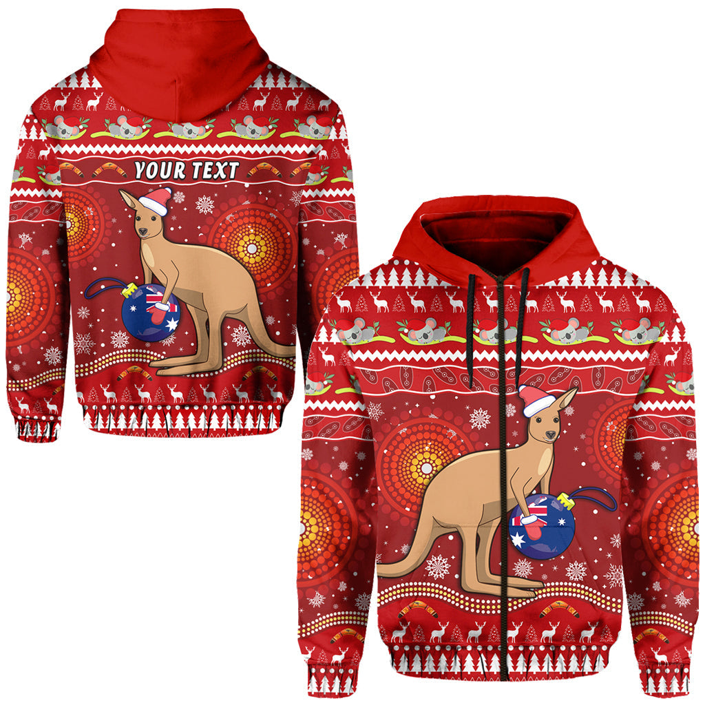 custom-personalised-australia-christmas-zip-hoodie-aboriginal-kangaroo