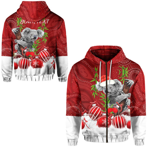 custom-personalised-australia-koala-aboriginal-zip-hoodie-merry-christmas