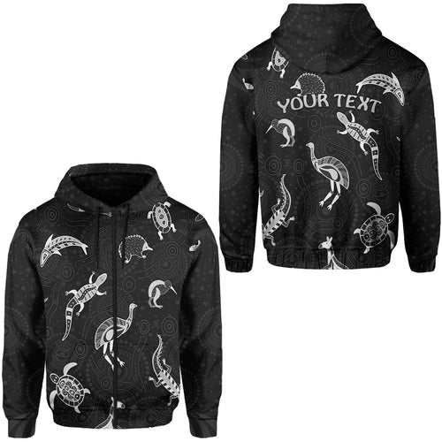 custom-personalised-aboriginal-art-zip-hoodie-animals-australia-version-black