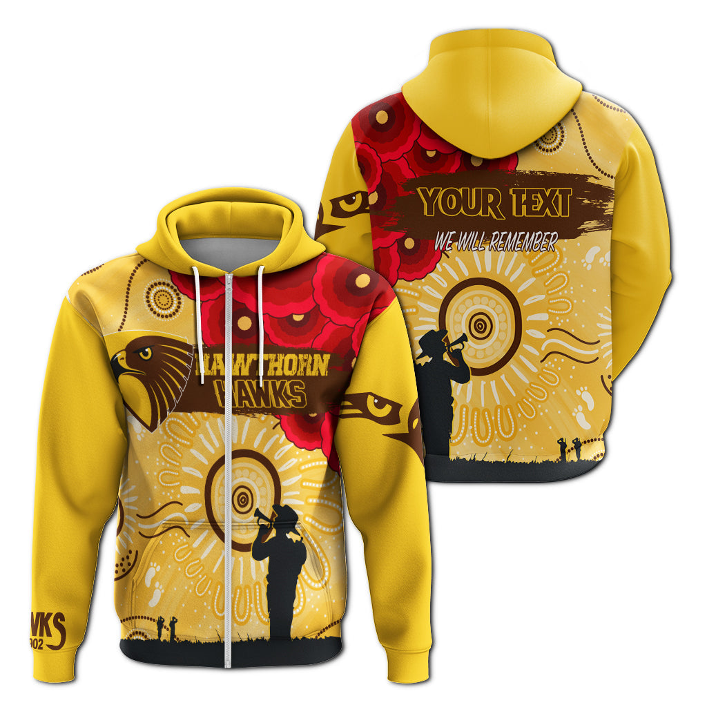 custom-personalised-hawthorn-hawks-indigenous-anzac-day-zip-hoodie-we-will-remember
