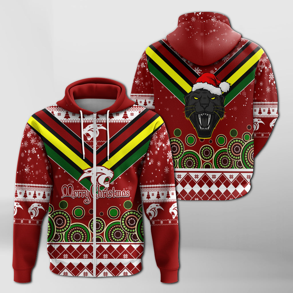 aboriginal-christmas-black-panther-with-santa-hat-zip-hoodie-lt7
