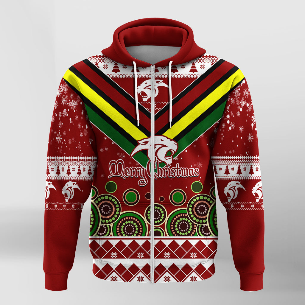 aboriginal-christmas-black-panther-with-santa-hat-zip-hoodie-lt7