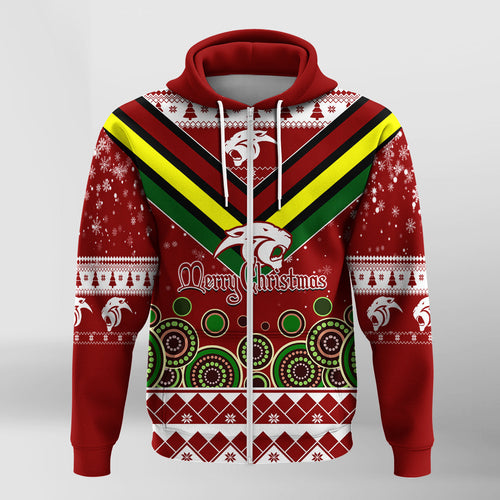 aboriginal-christmas-black-panther-with-santa-hat-zip-hoodie-lt7