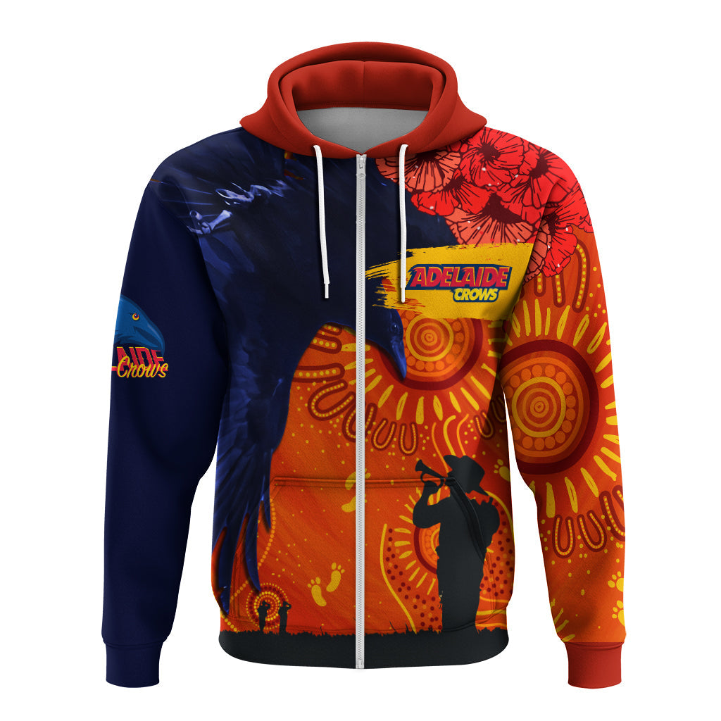 custom-personalised-adelaide-crows-indigenous-anzac-day-zip-hoodie-we-will-remember