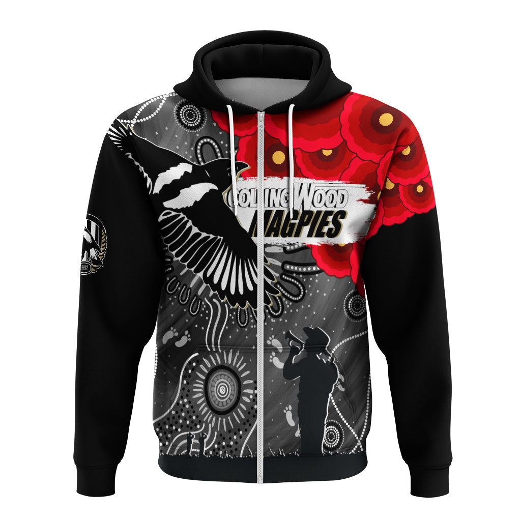 custom-personalised-collingwood-magpies-indigenous-anzac-day-zip-hoodie-we-will-remember