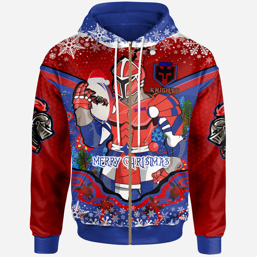 knights-rugby-christmas-hoodie-custom-merry-christmas-newcastle-knights-indigenous-hoodie