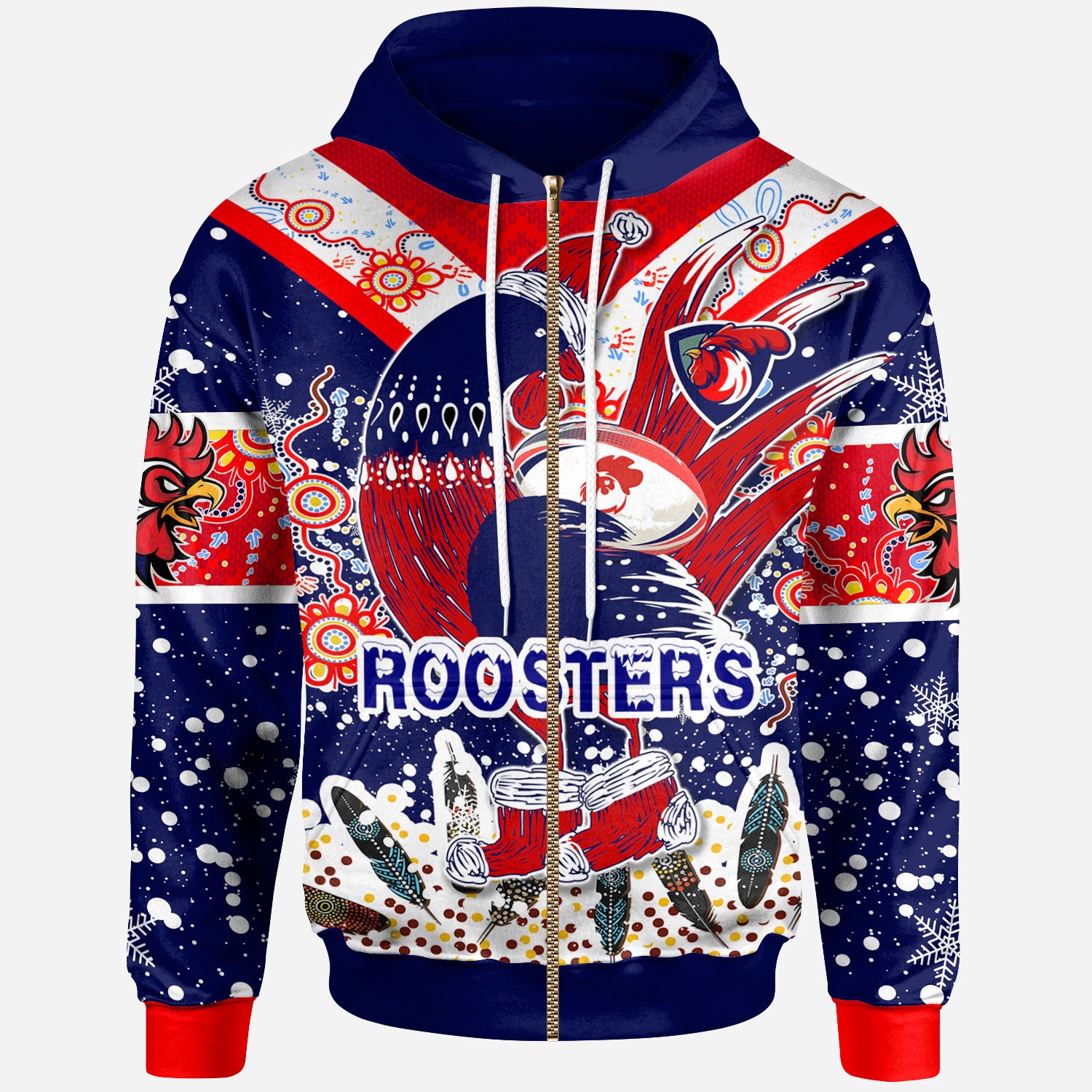 roosters-rugby-christmas-hoodie-custom-merry-christmas-sydney-roosters-indigenous-hoodie