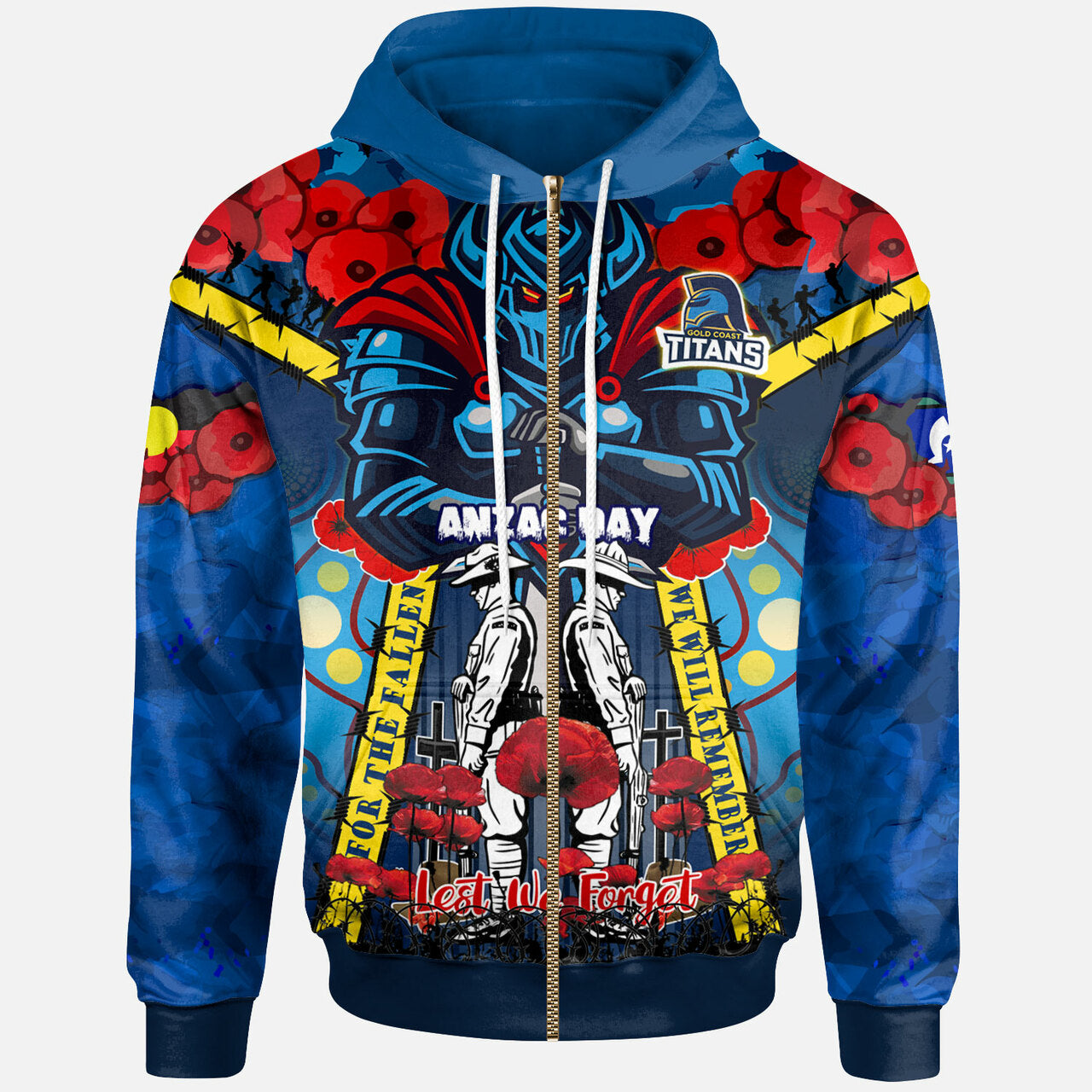 titans-aboriginal-rugby-anzac-day-custom-watercolour-hoodie-remembrance-indigenous-titans-with-poppy-flower