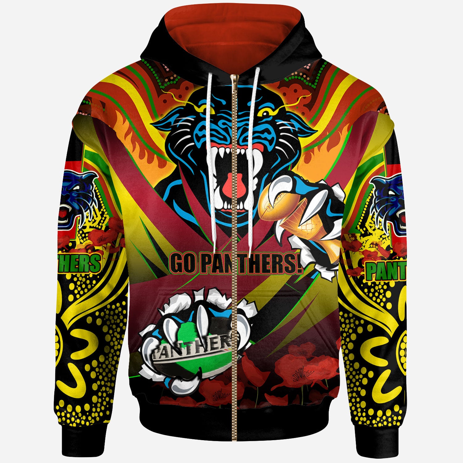 panthers-premierships-rugby-hoodie-custom-go-panthers-champion-claw-scratch-aboriginal-culture-hoodie
