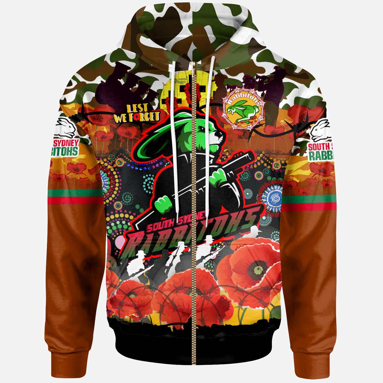 rabbitohs-rugby-custom-camouflage-anzac-poppy-hoodie-souths-anzac-lest-we-forget-spirit