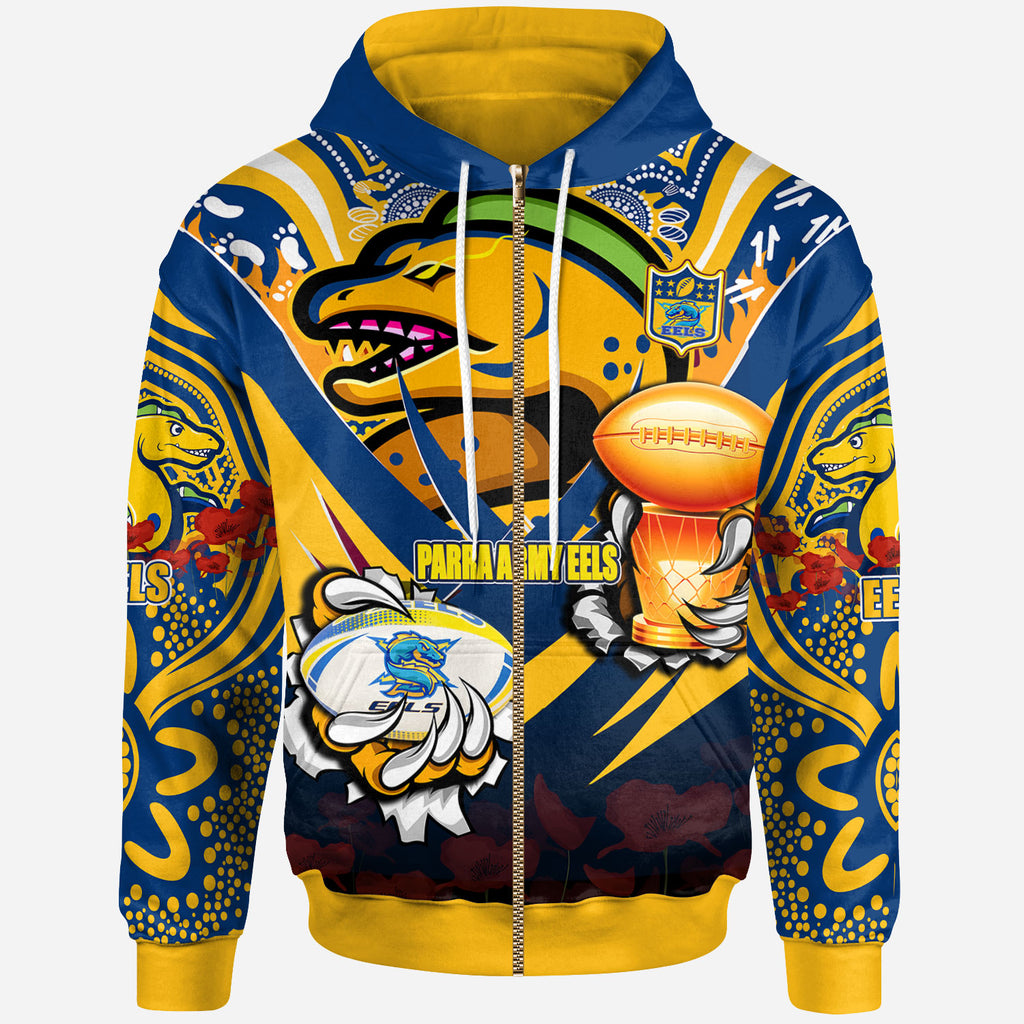 eels-premierships-rugby-hoodie-custom-go-para-army-eels-champion-claw-scratch-aboriginal-culture-hoodie