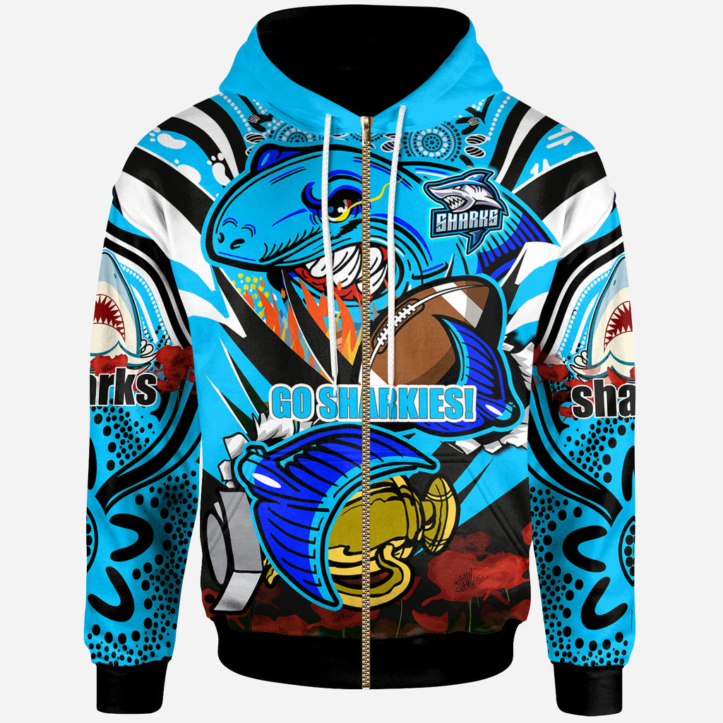 sharks-premierships-rugby-hoodie-custom-go-sharkies-champion-claw-scratch-aboriginal-culture-hoodie